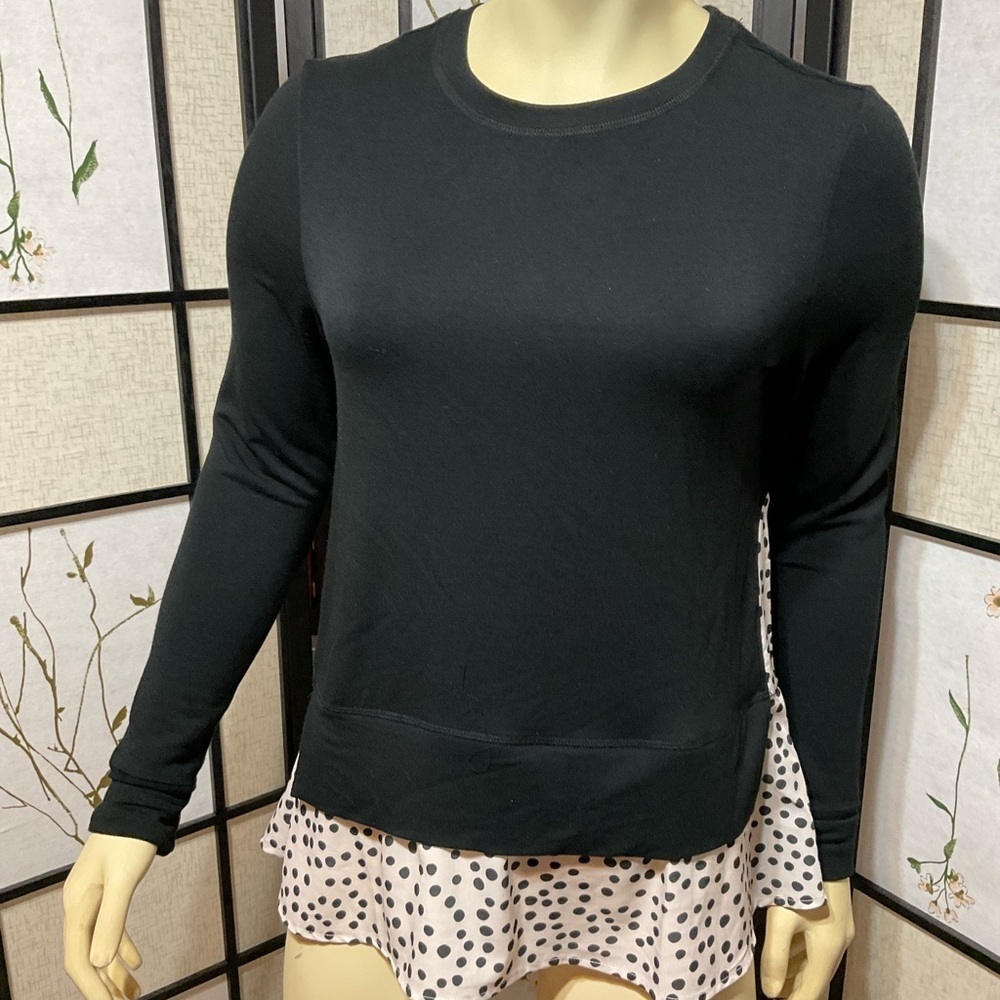 Tribal Long Sleeve Tee with Polka Dot Flounce Size XS